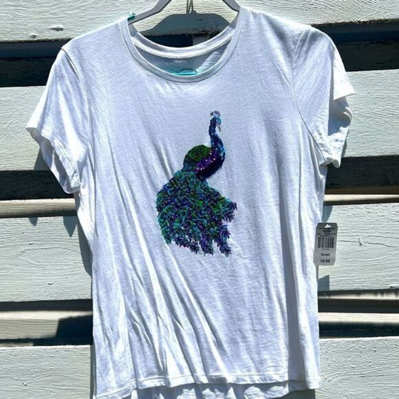 krazy kat Tops - NWT Peacock Sequin Embellished Tee